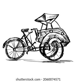Sketch of Indonesia's Traditional Transportation " becak "