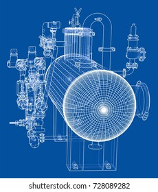 Sketch industrial equipment. EPS 10 vector format. Vector rendering of 3d