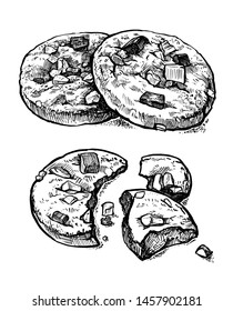 Sketch ink graphic cookies illustration, hand drawing,
