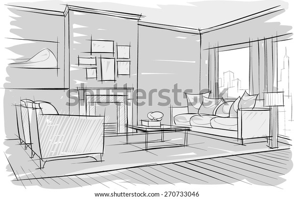 Sketch Interior Beautiful Room Stock Vector (Royalty Free) 270733046