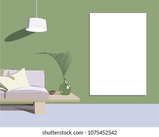 Sketch interior design comfortable workplace. Hand drawn vector illustration