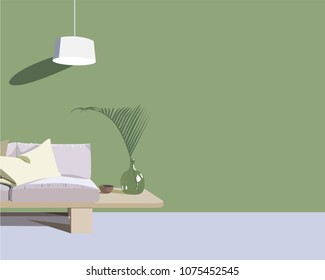 Sketch interior design comfortable workplace. Hand drawn vector illustration