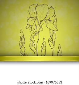 Sketch  iris background, hand drawn, ink style