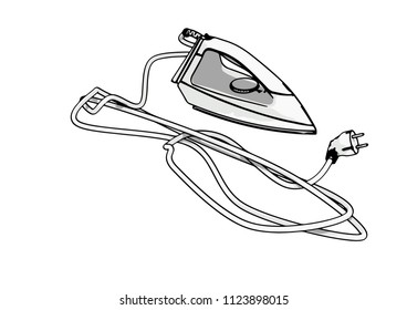 sketch of iron with cord vector