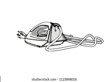 sketch of iron with cord vector