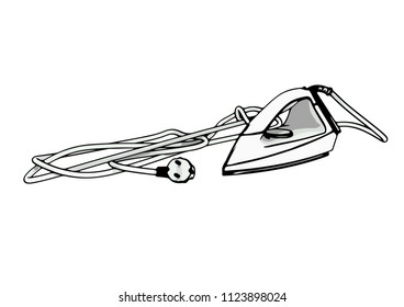sketch of iron with cord vector