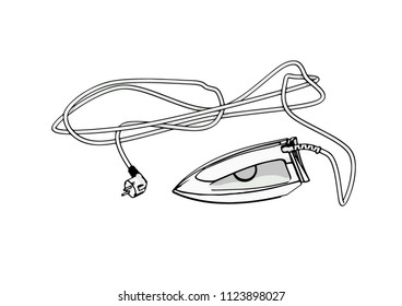 sketch of iron with cord vector