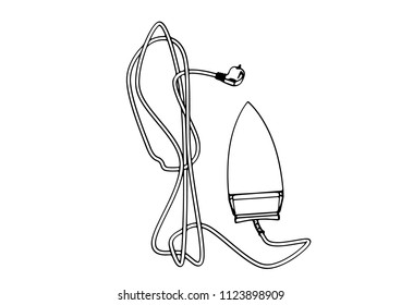 sketch of iron with cord vector