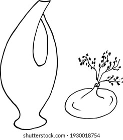  sketch  of japanese vase .vector illustration