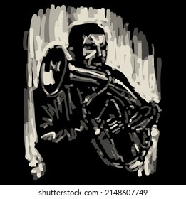 Sketch of jazz man hand draw 