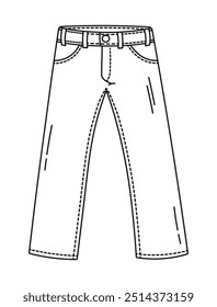 Sketch of jeans, outline of a clothing item