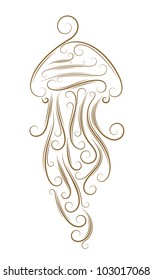 Sketch of jellyfish golden brush