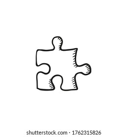 Sketch jigsaw puzzle piece. Hand drawn vector icon. Doodle style.