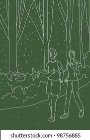 Sketch for Joggers on green background