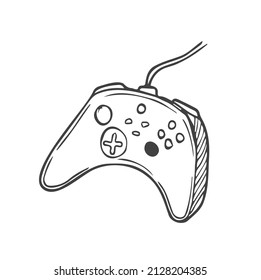 Esbozo de joystick. Gamepad vectorial de estilo Doodle. Concepto de videojuegos