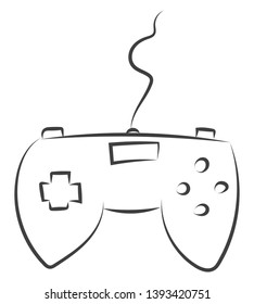 A sketch of a joystick with a wire connected to it vector color drawing or illustration
