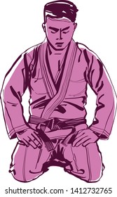 the sketch of ju jitsu fighter