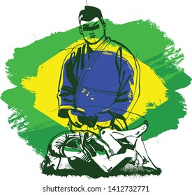 the sketch of ju jitsu fighter