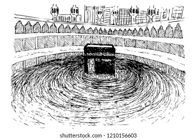 sketch of Kaaba in Mecca United Arab Emirates
