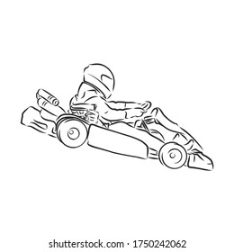 Sketch of karting, sport and active lifestyle. Karting hand drawn Vector design illustration. racing karts, vector sketch illustration