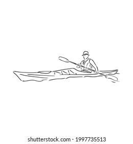 Sketch of kayaking people, Hand drawn Vector illustration