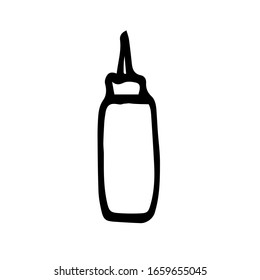 Sketch of ketchup.  Vector illustration in Doodle style isolated on white background.