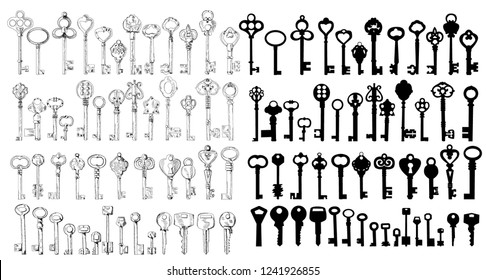 Sketch Key Vintage Set Collection Stock Vector (Royalty Free ...