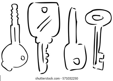 Sketch of Keys, isolated on white
