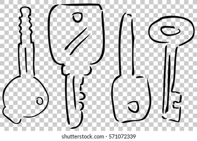 Sketch of Keys, at Transparent Effect Background