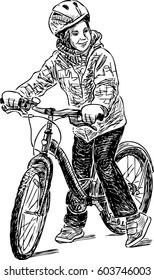 sketch of a kid on a bicycle