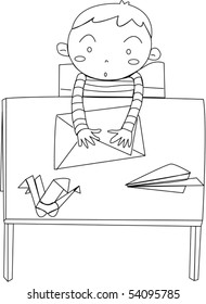 Esbozo de un niño con fondo blanco