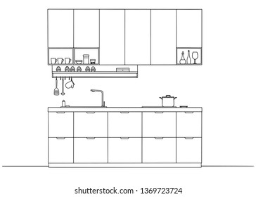 Sketch Kitchen Front View Vector Illustration Stock Vector (Royalty ...