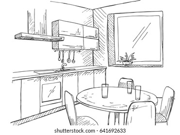 Dining Room Sketch Stock Vectors, Images & Vector Art | Shutterstock
