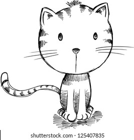 Sketch Kitten Cat Vector Art