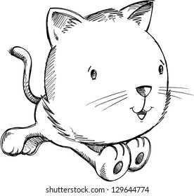 Sketch Kitten Cat Vector Illustration Art