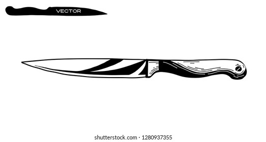 Sketch knife isolated on white background. Vector illustration