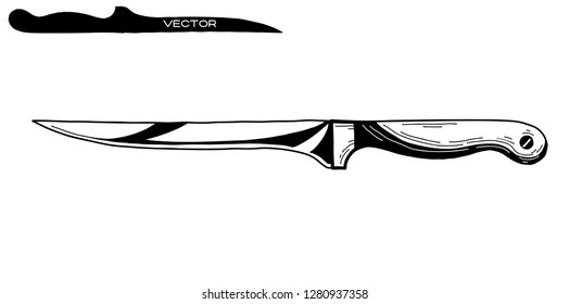 Sketch knife isolated on white background. Vector illustration