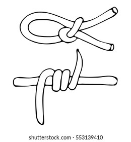 A sketch of the knot of rope and barbed wire . Sketch hand-drawn style.