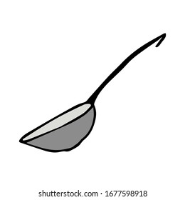 Sketch of ladle with a long handle. Doodle style. Vector isolated element for design.