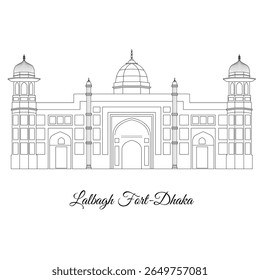 Esboço de Lalbagh Fort Dhaka Vetor Illustration	