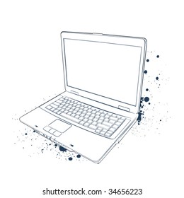 Sketch of laptop on white background