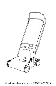sketch of a lawn mower vector