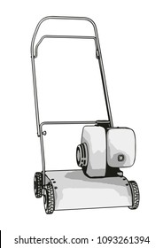 sketch of a lawn mower vector