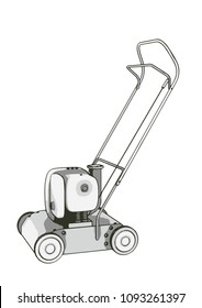 sketch of a lawn mower vector