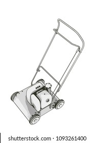 sketch of a lawn mower vector
