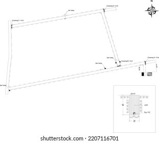 a sketch of the layout or site plan of the pipeline on the roadside