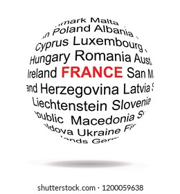 Sketch letter text map, Republic in Europe ,Europe country - in the shape of the ball.