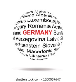 Sketch letter text map, Republic in Europe ,Europe country - in the shape of the ball.