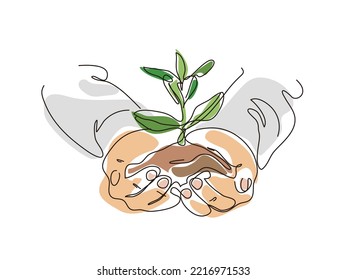 sketch lifestyle 5_hands hold plant front view to shows the concept of eco vector illustration graphic EPS 10