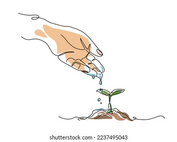 sketch lifestyle A011_water to plant to shows the concept of eco vector illustration graphic EPS 10